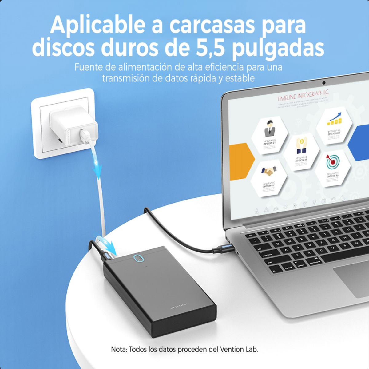 VENTION - Cable Adaptador Alimentacion Vention Usb A 5.5mm Dc 5v 50cm