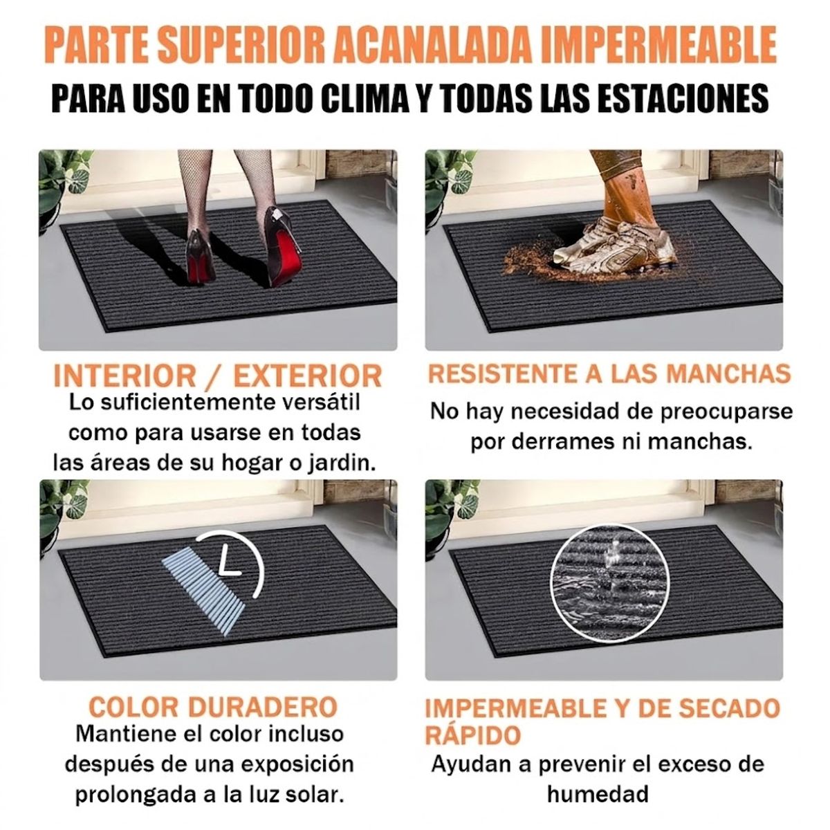 GENERICO - Alfombra Tapete Limpia piés para entrada Exterior 60 cm Largo x40 cm Ancho