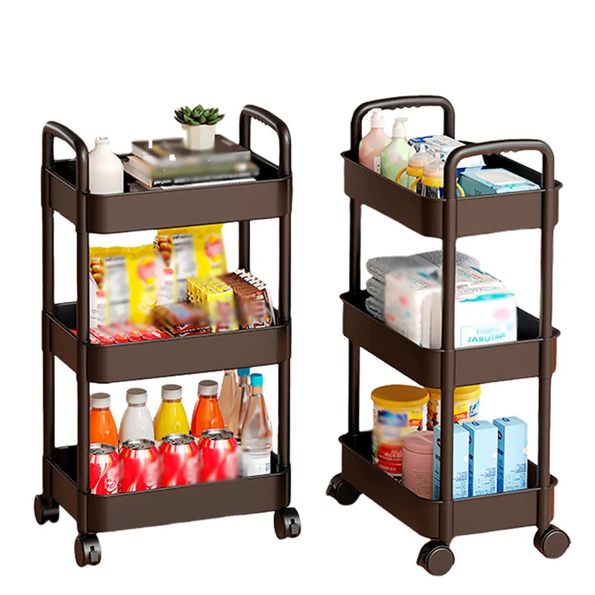 IRM - Carrito Organizador Frutero Verduras &  especiero Liviano Con Ruedas Negro