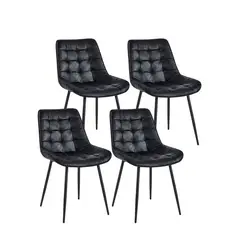 HABITA2 CHILE - Pack 4 Sillas Cuadro Gamuza Base Negra