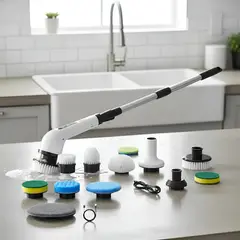 IRM - Cepillo De Limpieza Electrico 9 Cabezales Recargable Inalambrico Multiuso Casa Baño FIGOIMPORT