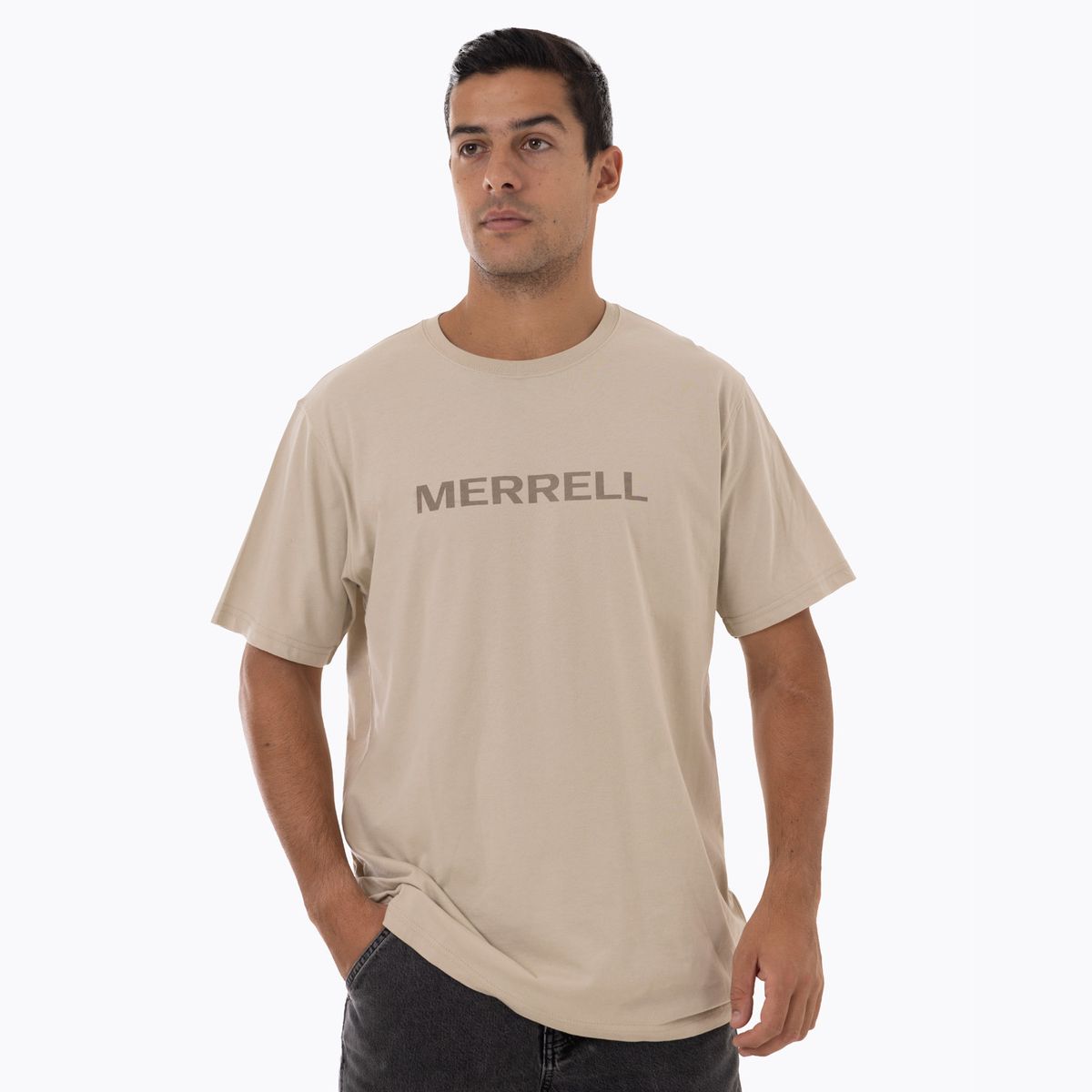 MERRELL - Polera Manga Corta Hombre Logo Tee Beige MERRELL