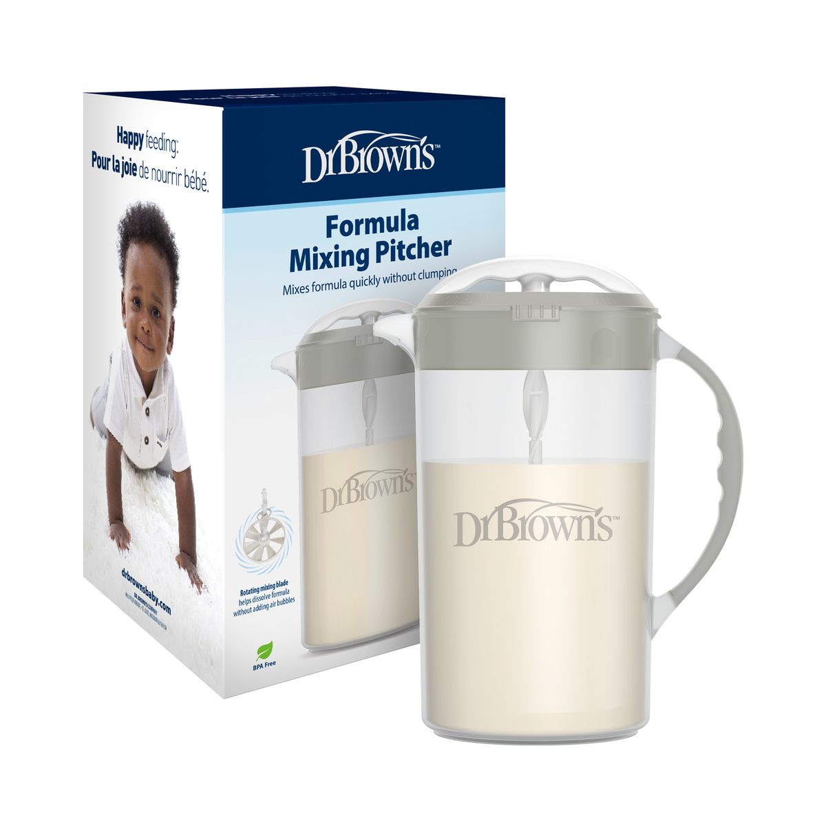 DR BROWN'S - Jarra Para Mezclar Leche Y Fórmulas Dr Brown´s Sin Grumos Gris