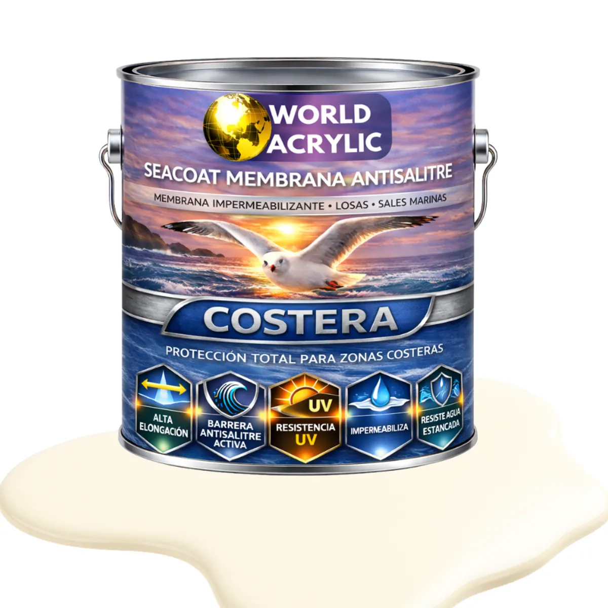 WORLD ACRYLIC - PINTURA PISOS - SEACOAT MEMBRANA ANTISALITRE - BLANCO PERFECTO - GALON