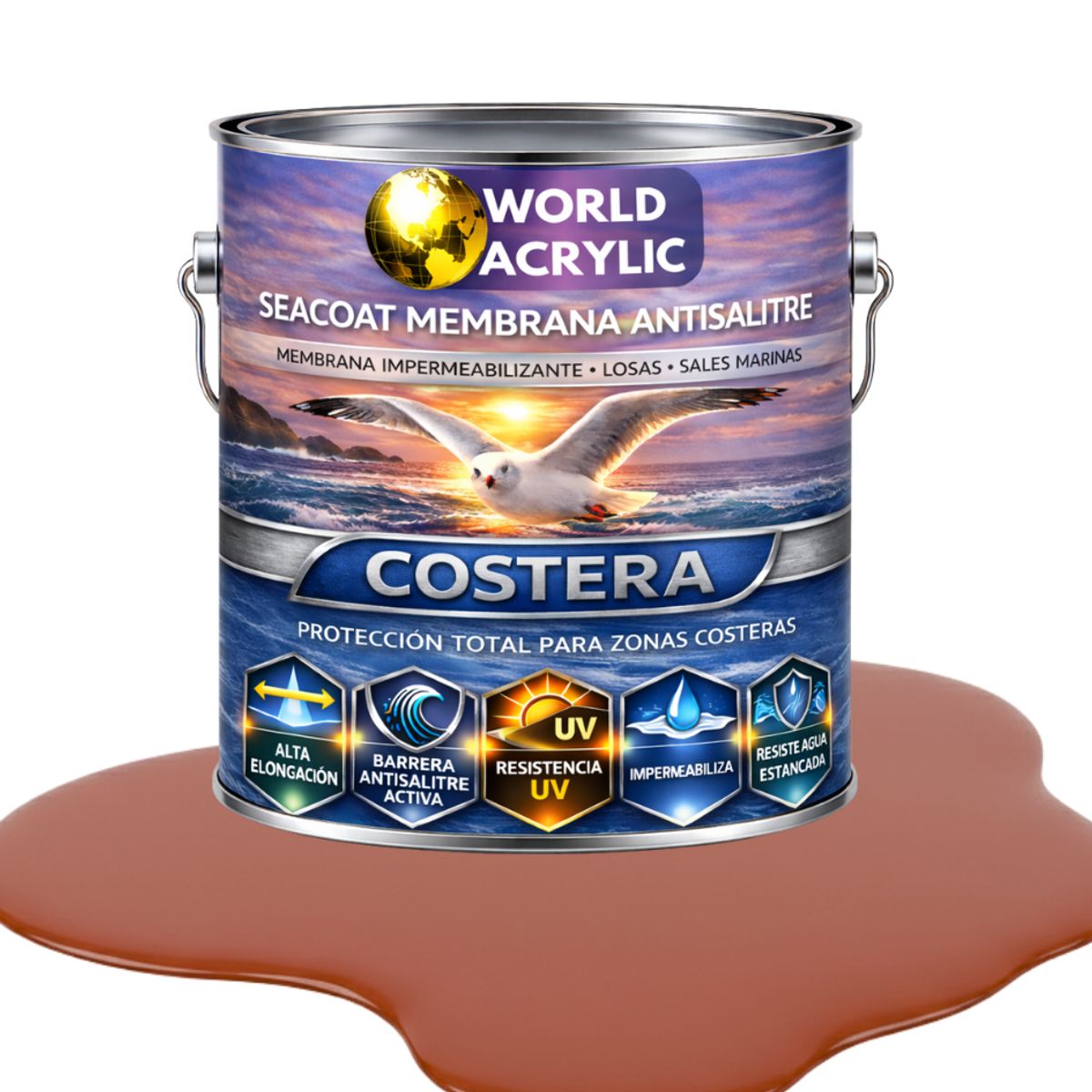 WORLD ACRYLIC - PINTURA PISOS - SEACOAT MEMBRANA ANTISALITRE - CEDRO CANELO - GALON