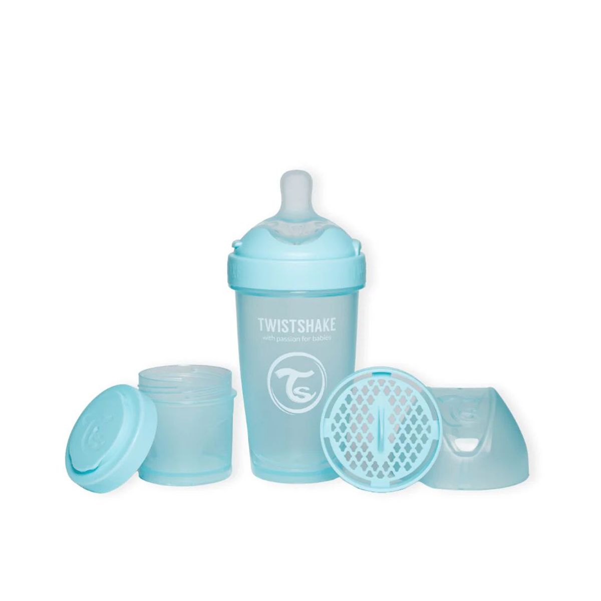 TWISTSHAKE - Mamadera Anticólico Twistshake Double Pro 260 ml Celeste