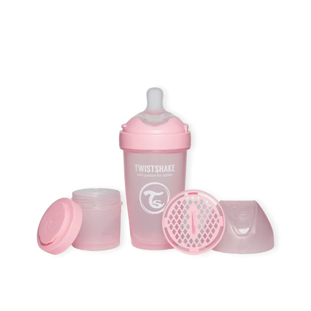TWISTSHAKE - Mamadera Anticólico Twistshake Double Pro 260 ml Rosado