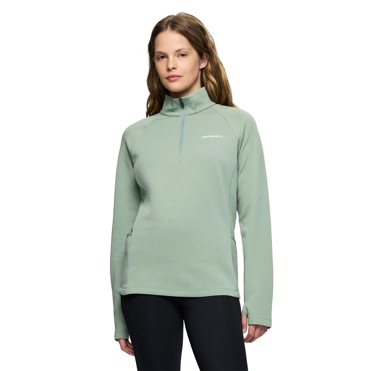 MERRELL - Polar Mujer Riley Quarter Mid Zip Layer Verde MERRELL
