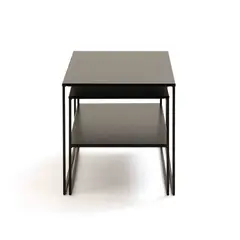 LIVING MARKET - Mesa de centro Nido Metálica Oslo Negra 45x45x70 Hecho a Mano