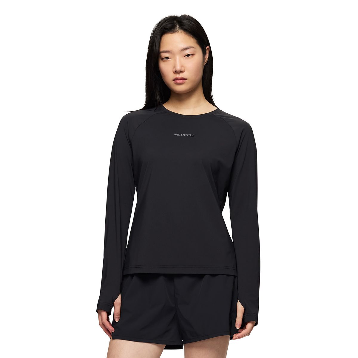 MERRELL - Polera ML Mujer Safan Running Ls Raglan Negro MERRELL