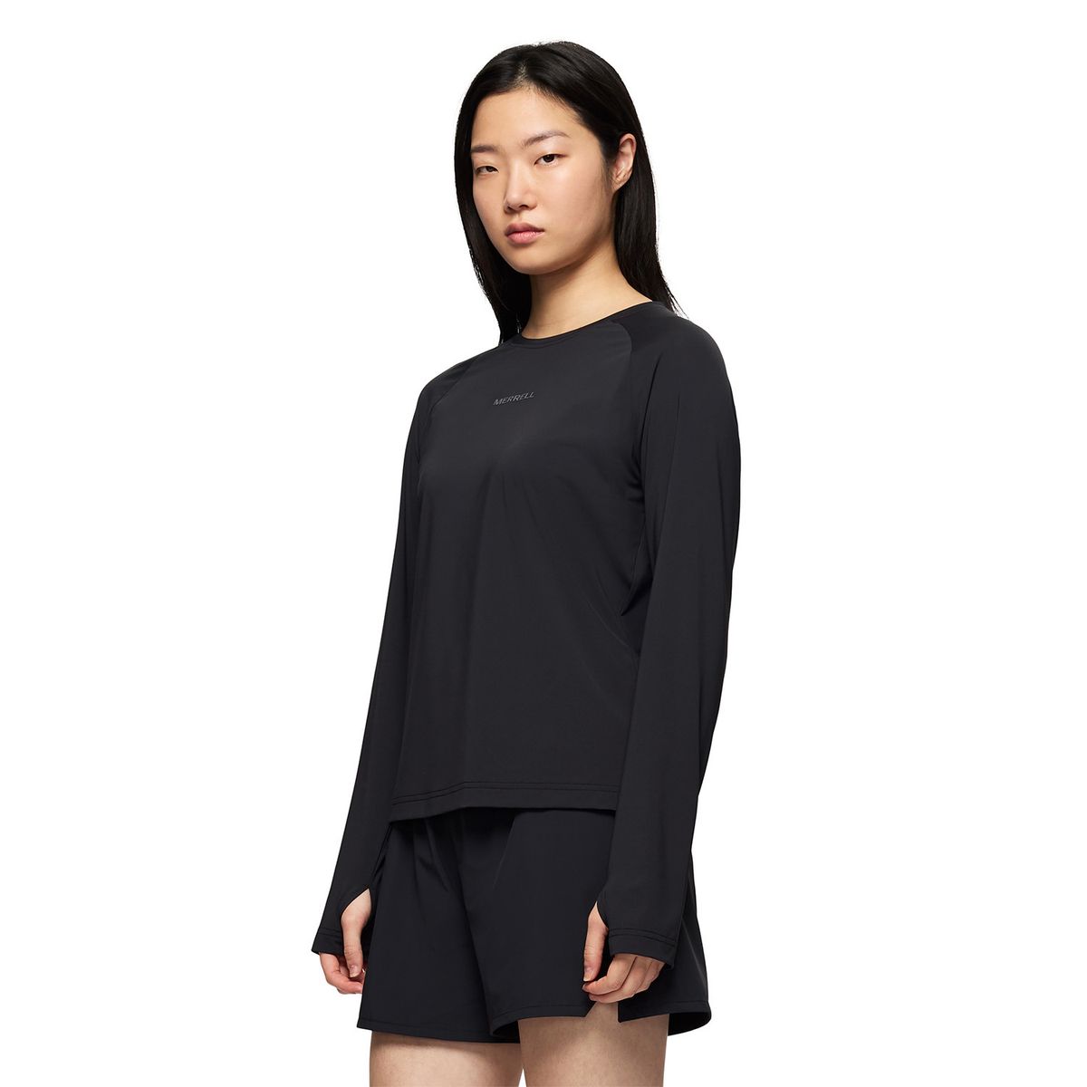 MERRELL - Polera ML Mujer Safan Running Ls Raglan Negro MERRELL