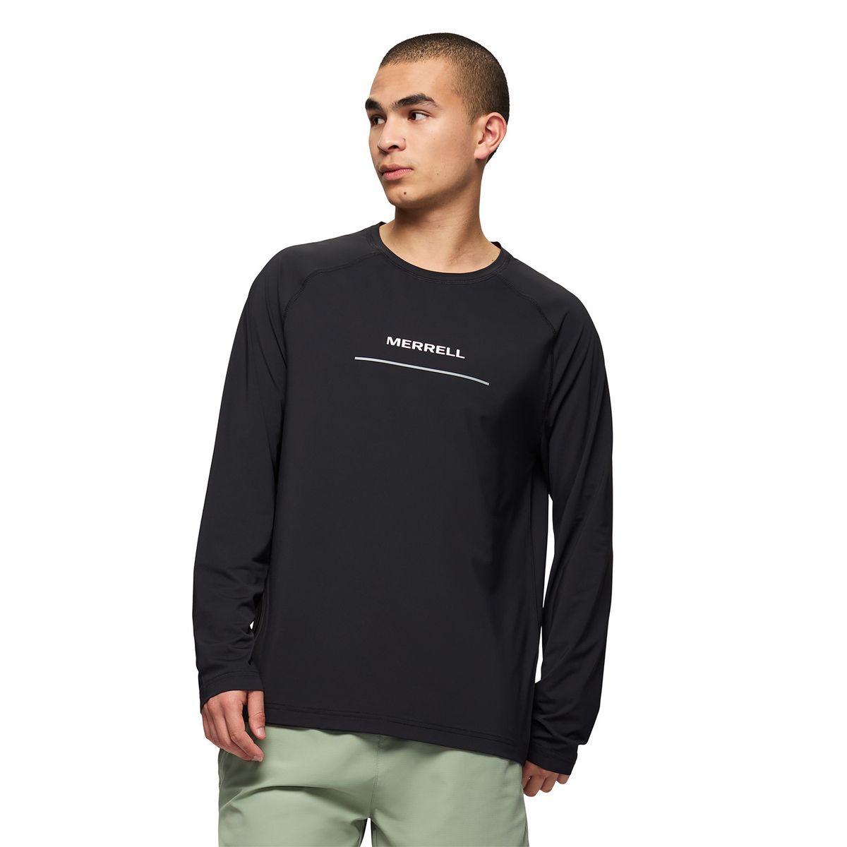 MERRELL - Polera ML Hombre Rowan Ls Raglan Running Negro MERRELL