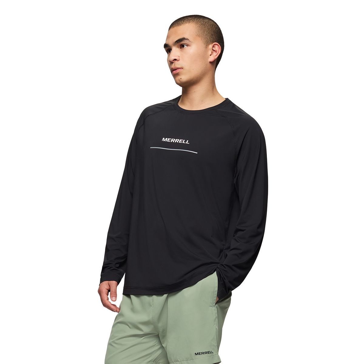 MERRELL - Polera ML Hombre Rowan Ls Raglan Running Negro MERRELL