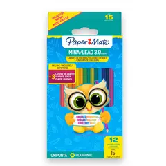 PAPER MATE - Lápices Colores Hexagonales Papermate 12 Color + 3 Grafitos