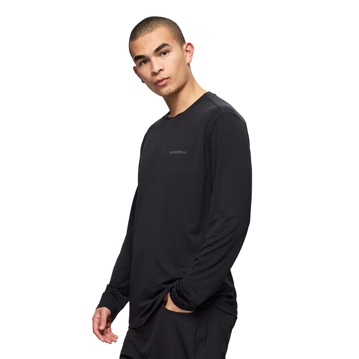 MERRELL - Polera Manga Larga Hombre Vista Ls Tencel Negro MERRELL