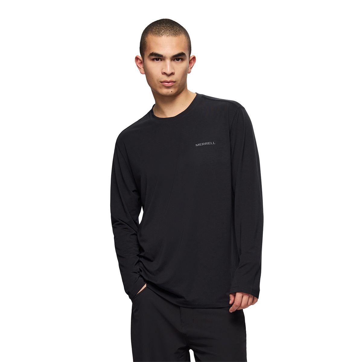 MERRELL - Polera Manga Larga Hombre Vista Ls Tencel Negro MERRELL
