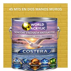 WORLD ACRYLIC - PINTURA MUROS HIDRORREPELENTE - SEACOAT FACHADA ANTISALITRE - AMARILLO MIEL- GALON