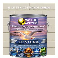 WORLD ACRYLIC - PINTURA MUROS HIDRORREPELENTE - SEACOAT FACHADA ANTISALITRE - BLANCO OSTRA- GALON