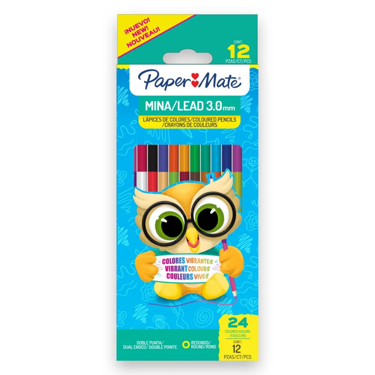 PAPER MATE - Lápices Colores PaperMate Redondos 12 Unidades Doble Punta