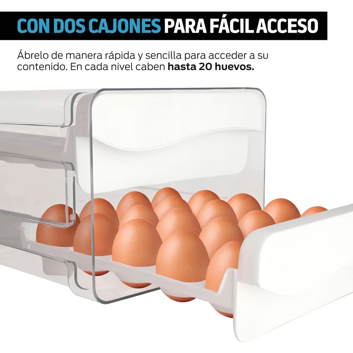GENERICO - Organizador de Huevos Caja para 40 Huevos 2 Niveles