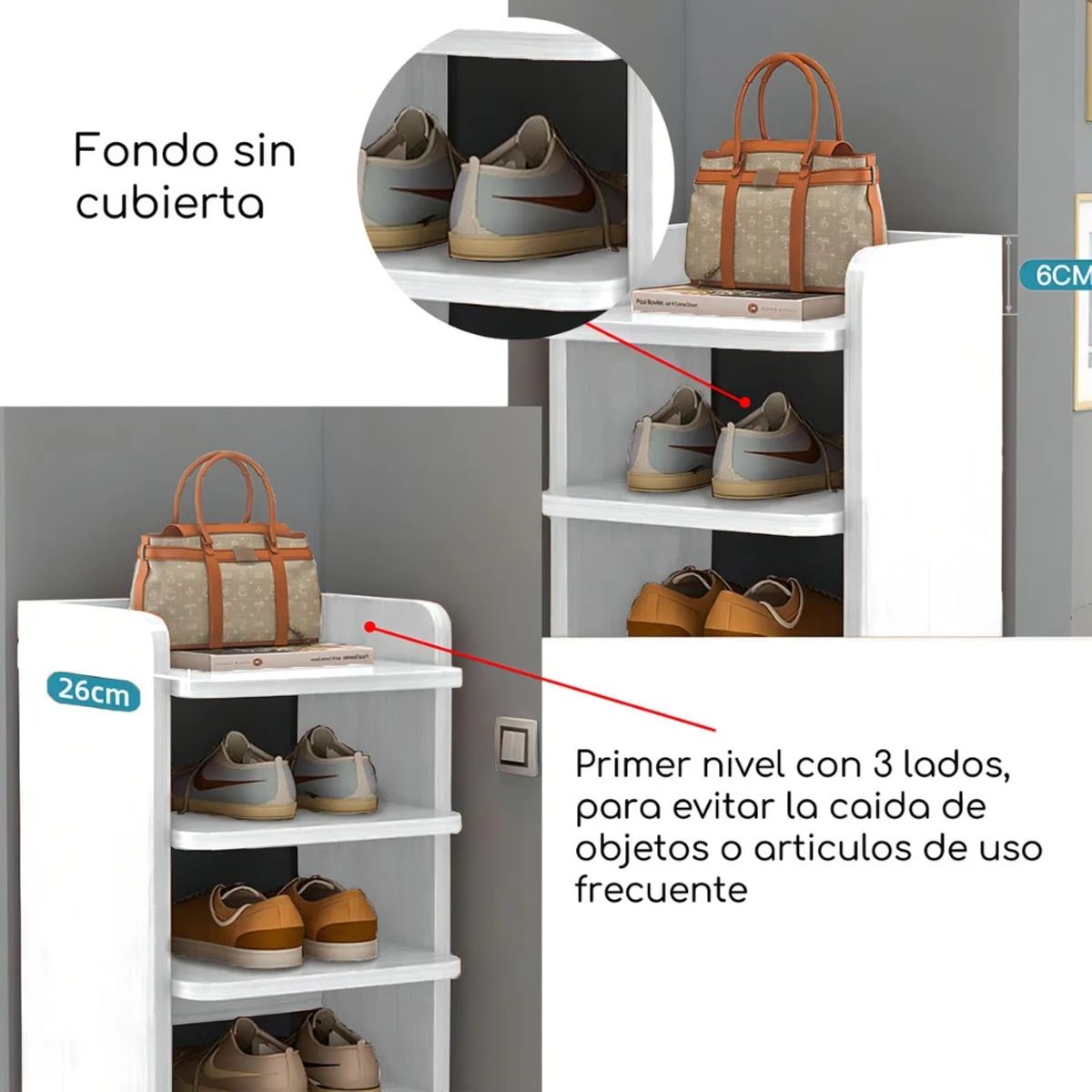 GENERICO - Organizador Zapatero Estante Repisa 8 Niveles Color Blanco