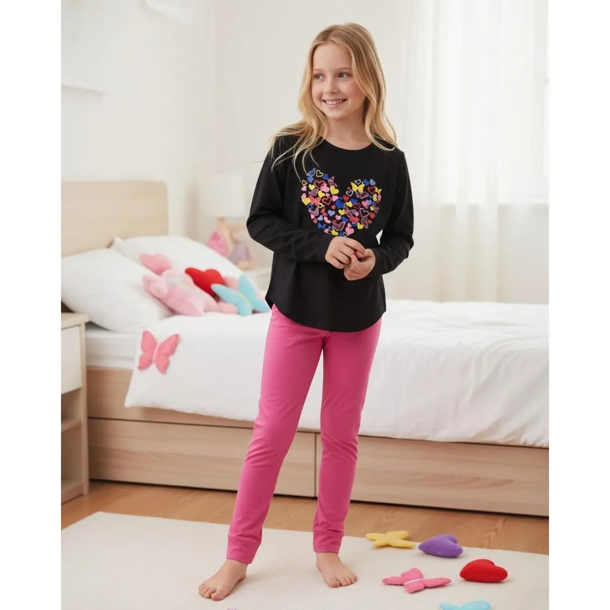 KOWHAI - Pijama Niña Estampado Corazón Mariposas