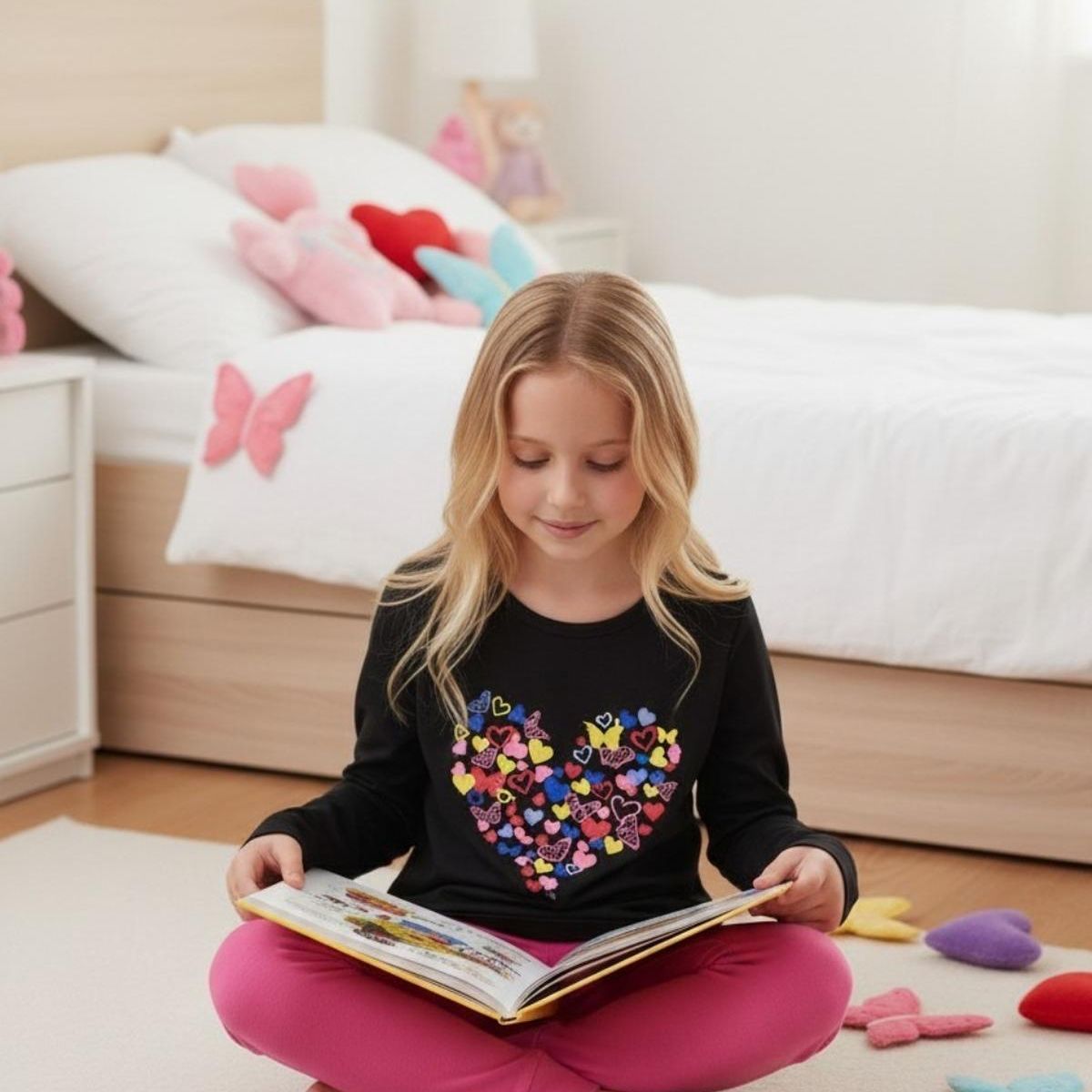 KOWHAI - Pijama Niña Estampado Corazón Mariposas
