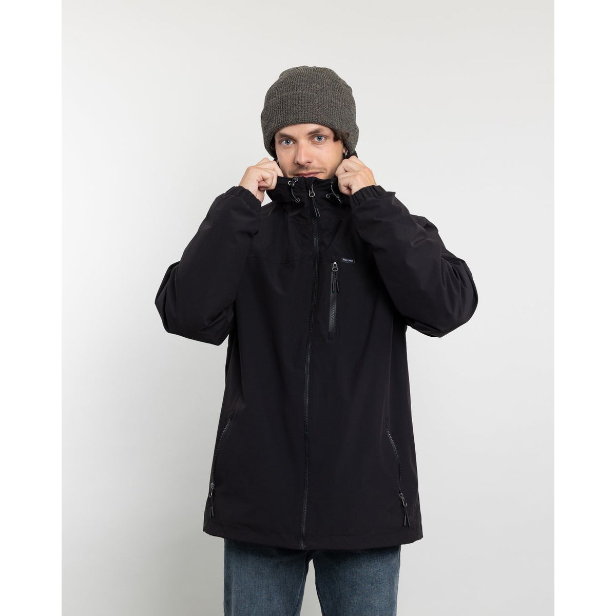 POLEMIC - Parka Hombre Impermeable con Micropolar Negro Polemic