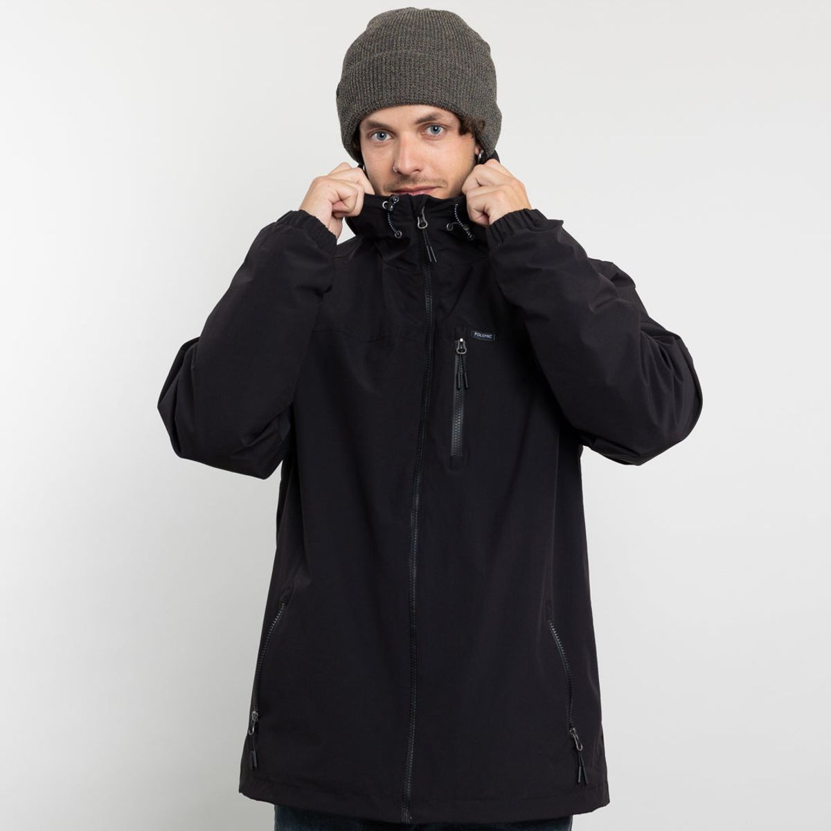 POLEMIC - Parka Hombre Impermeable con Micropolar Negro Polemic