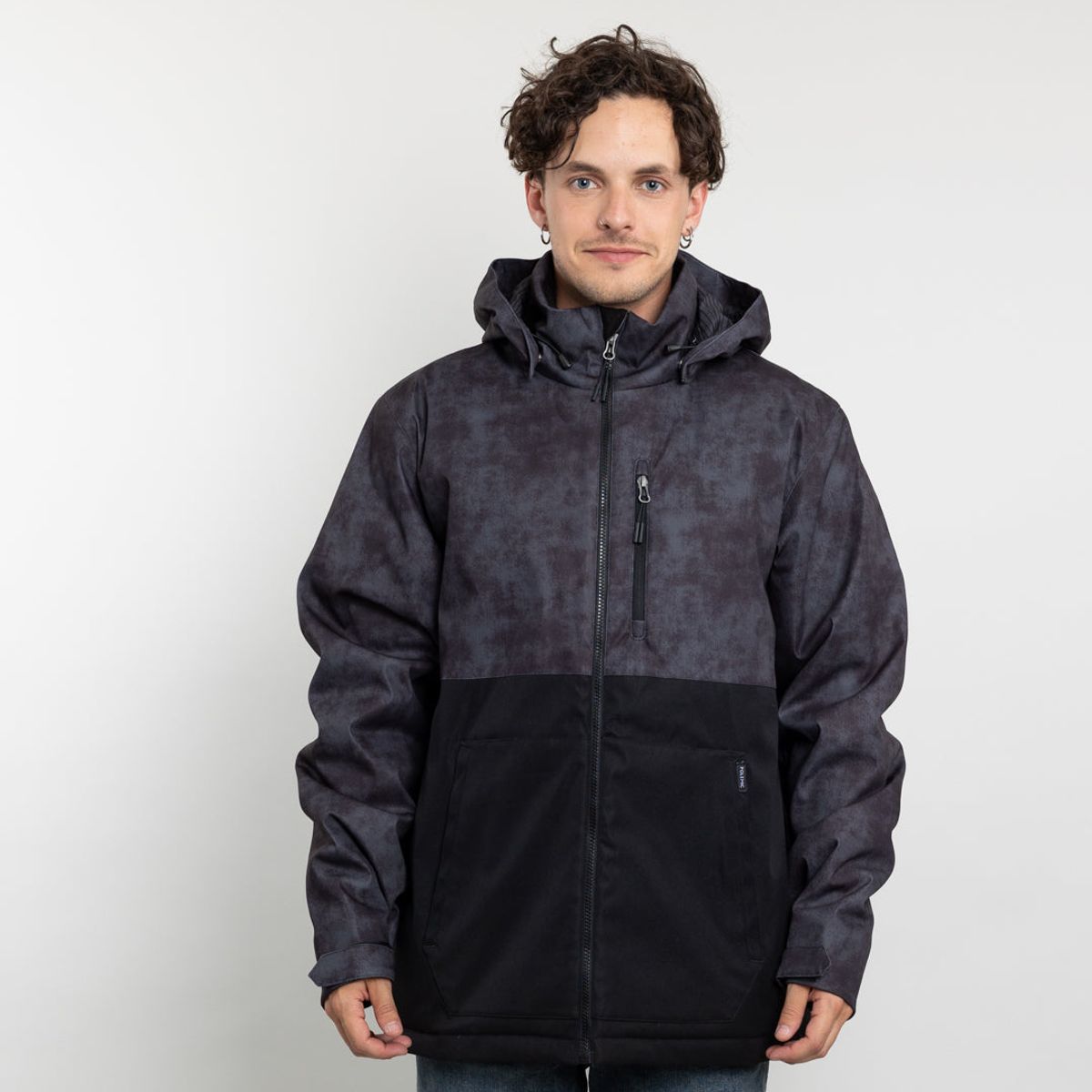 POLEMIC - Parka Hombre Impermeable con estampado Negro Polemic