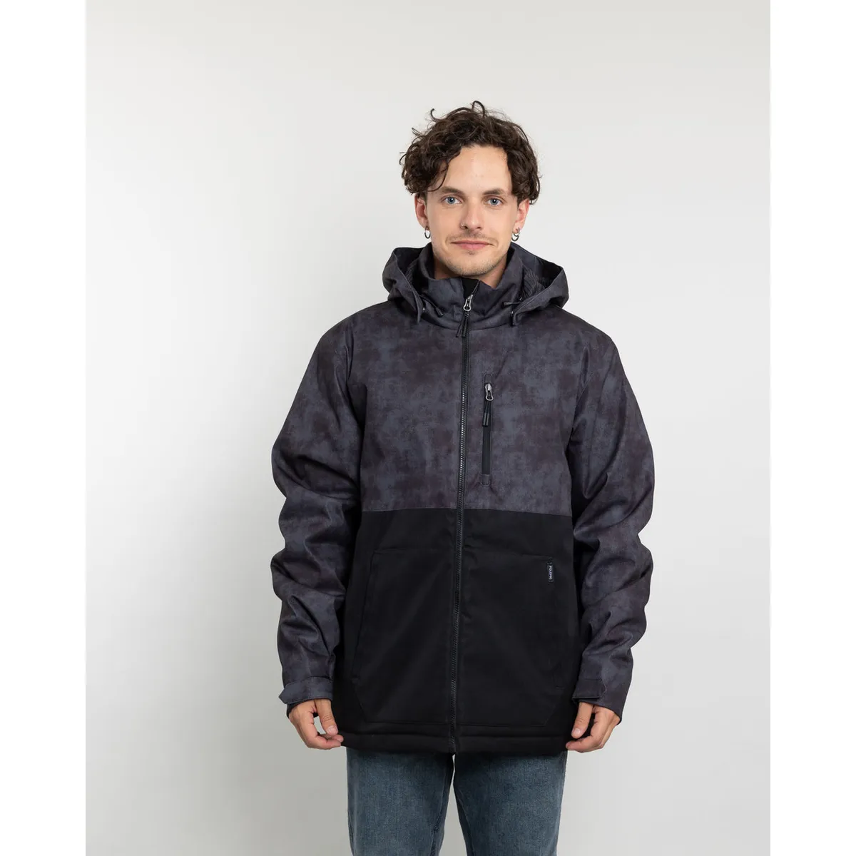 POLEMIC - Parka Hombre Impermeable con estampado Negro Polemic