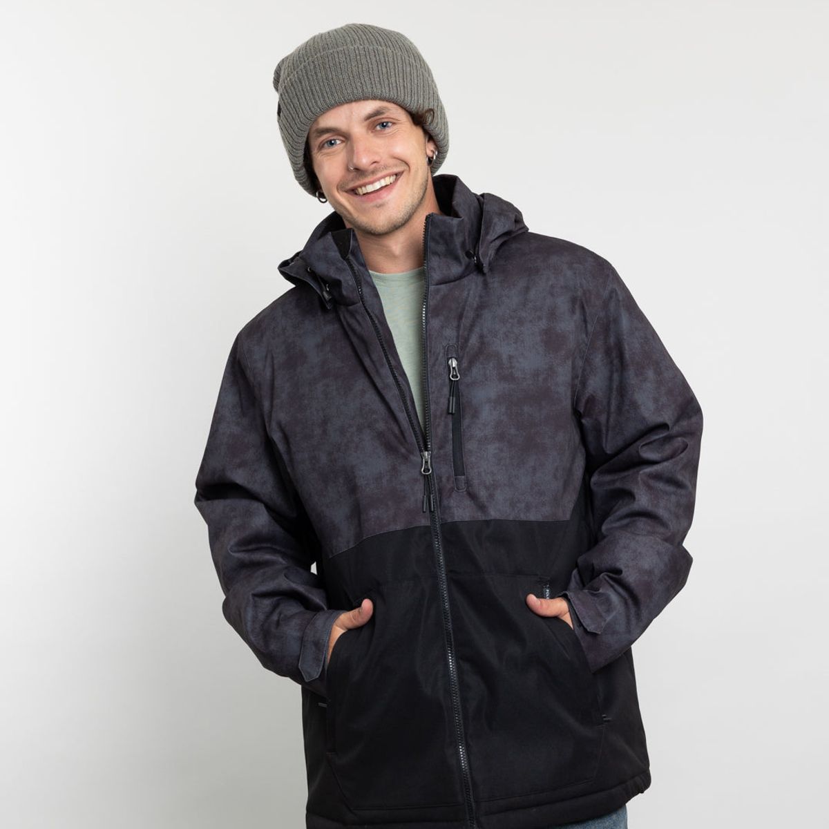 POLEMIC - Parka Hombre Impermeable con estampado Negro Polemic