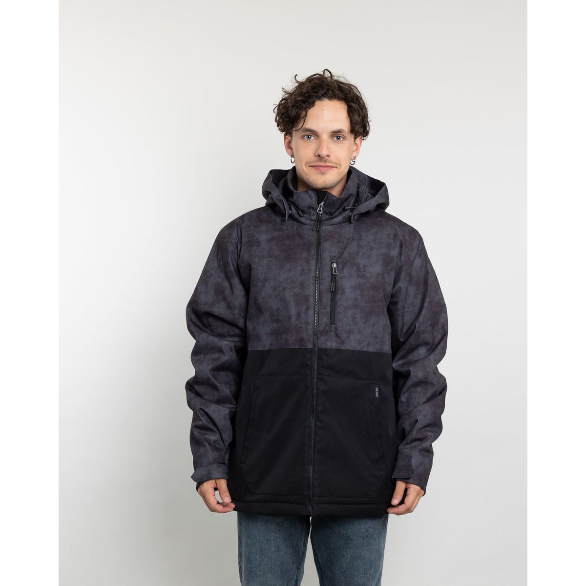 POLEMIC - Parka Hombre Impermeable con estampado Negro Polemic