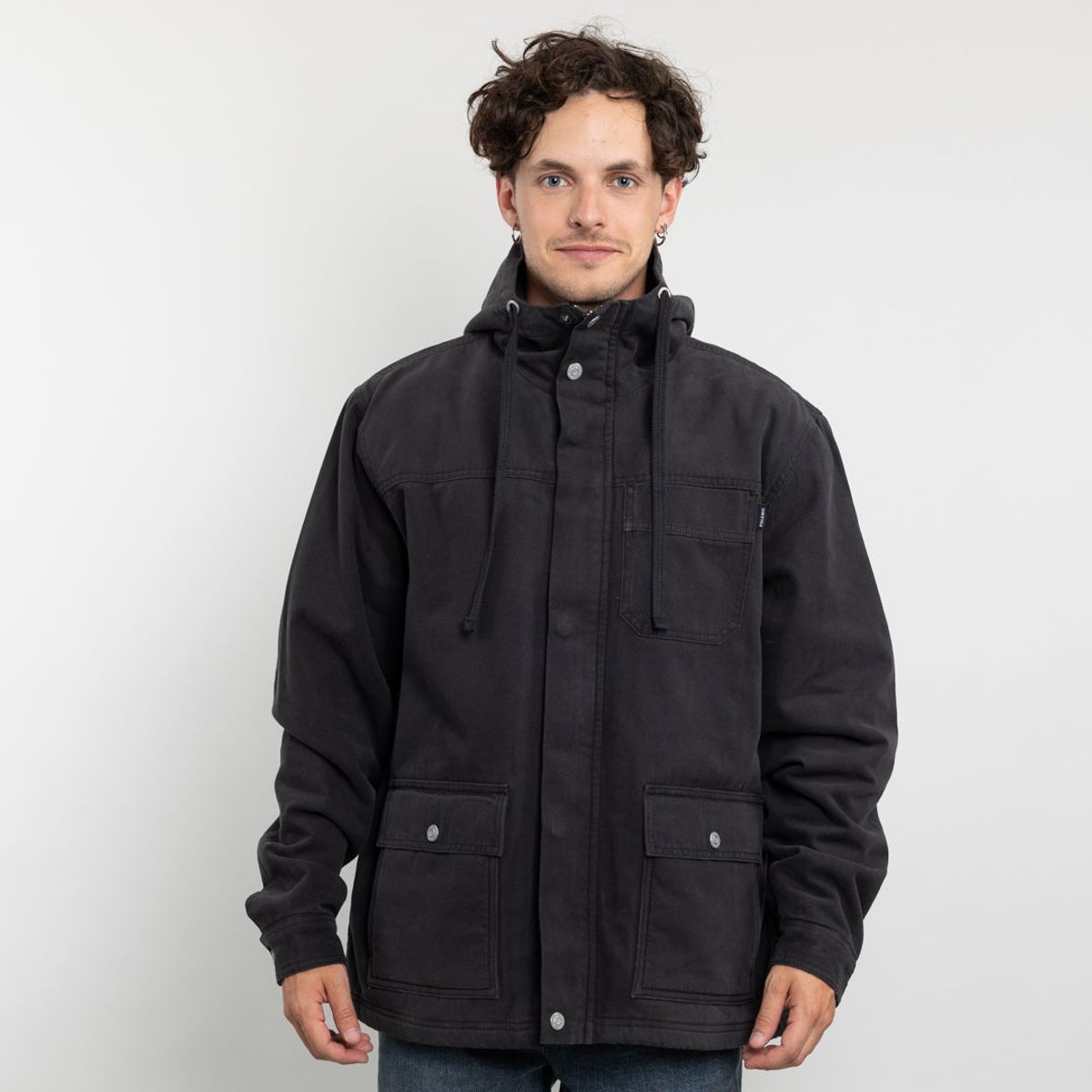 POLEMIC - Chaqueta Canvas Hombre forrada en sherpa Negro Polemic