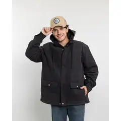 POLEMIC - Chaqueta Canvas Hombre forrada en sherpa Negro