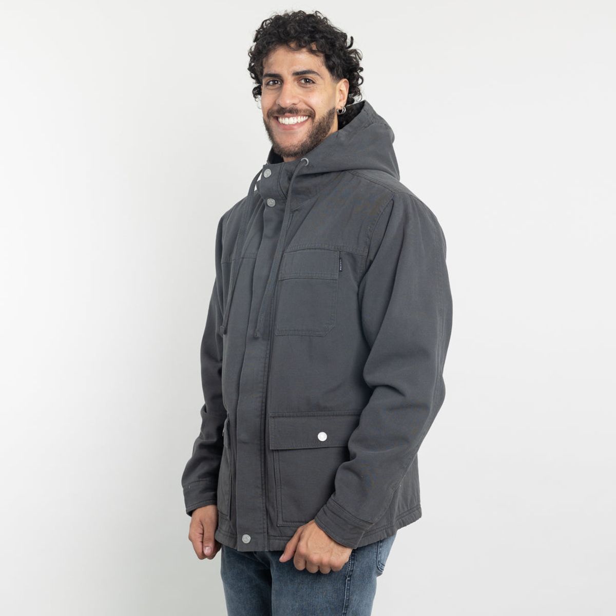 POLEMIC - Chaqueta Canvas Hombre forrada en sherpa Gris Polemic