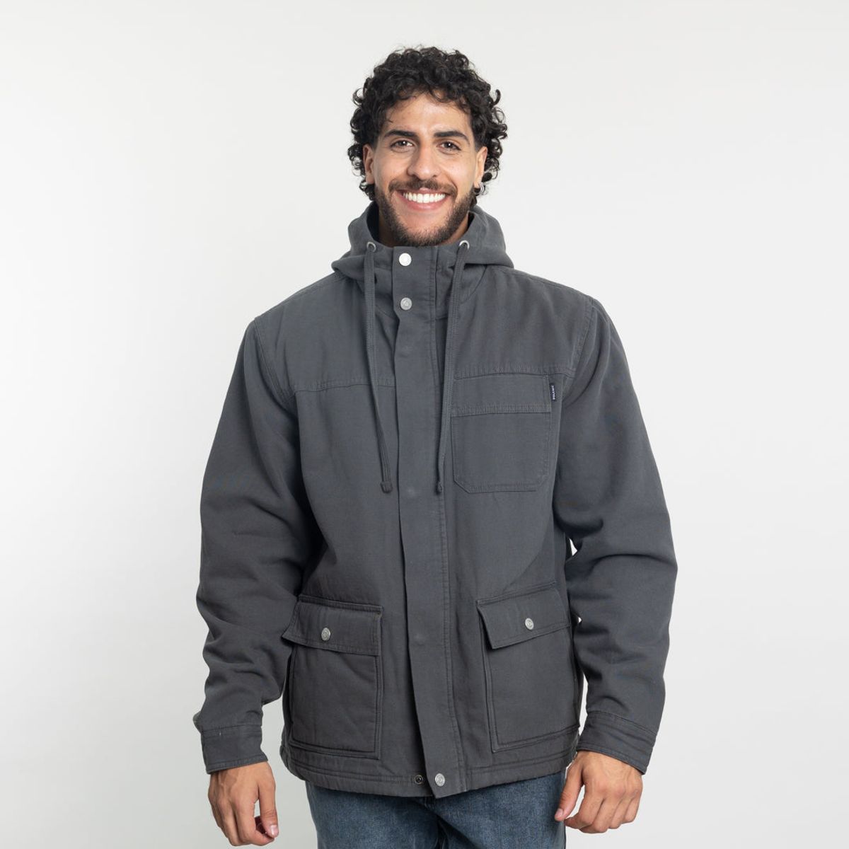 POLEMIC - Chaqueta Canvas Hombre forrada en sherpa Gris Polemic