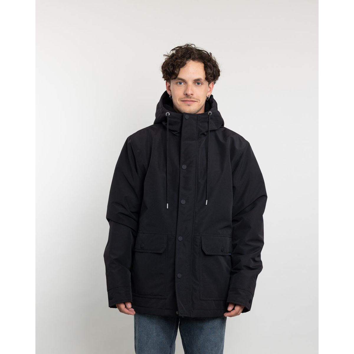 POLEMIC - Parka Hombre Impermeable forrada en sherpa Negro Polemic