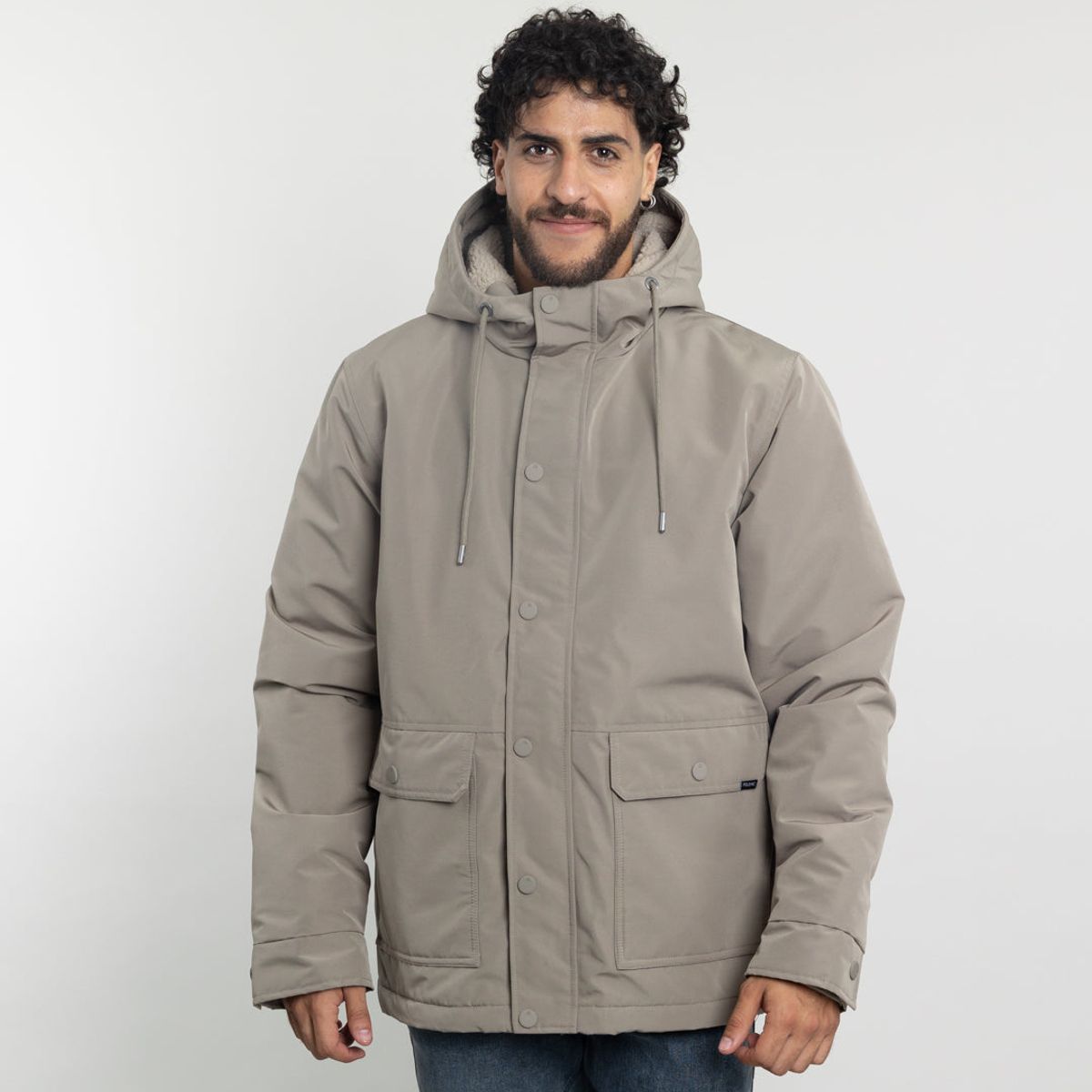 POLEMIC - Parka Hombre Impermeable forrada en sherpa café Polemic