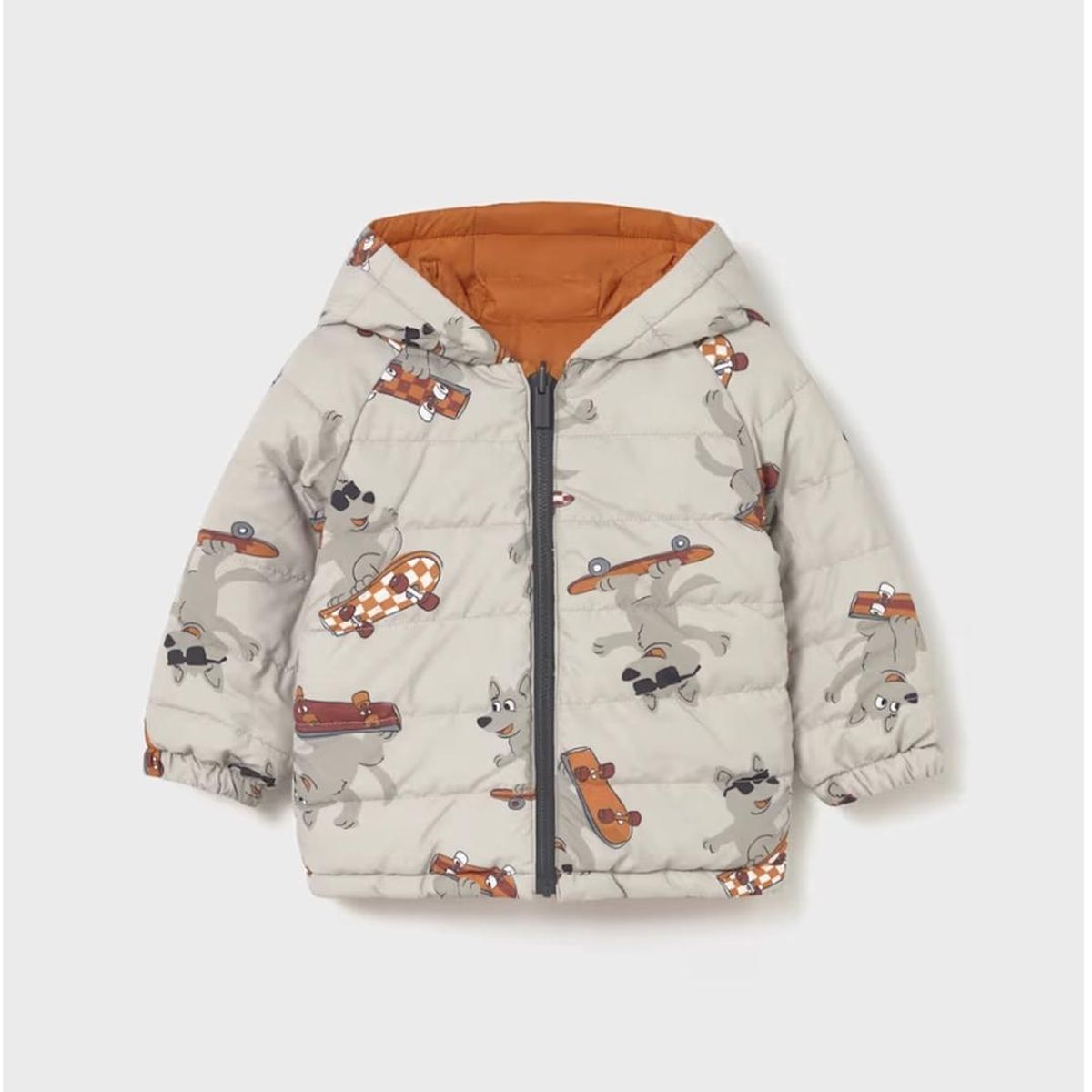 MAYORAL - Chaqueton soft, reversible perrito en skate.