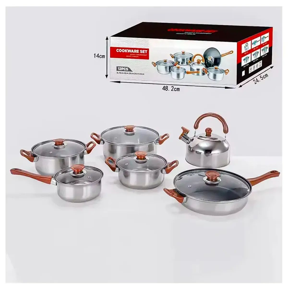 IRM - Set Ollas Antiadherente Juego De Ollas con Tapa & Tetera Bateria de Cocina