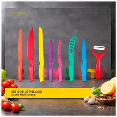 IRM - Set de Cuchillos de cocina Multiuso & Pelador 8pcs Colores