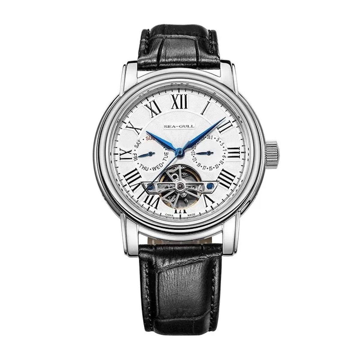 SEAGULL - Reloj Seagull Automatico Open Heart Serie Flywheel 42mm Zafiro