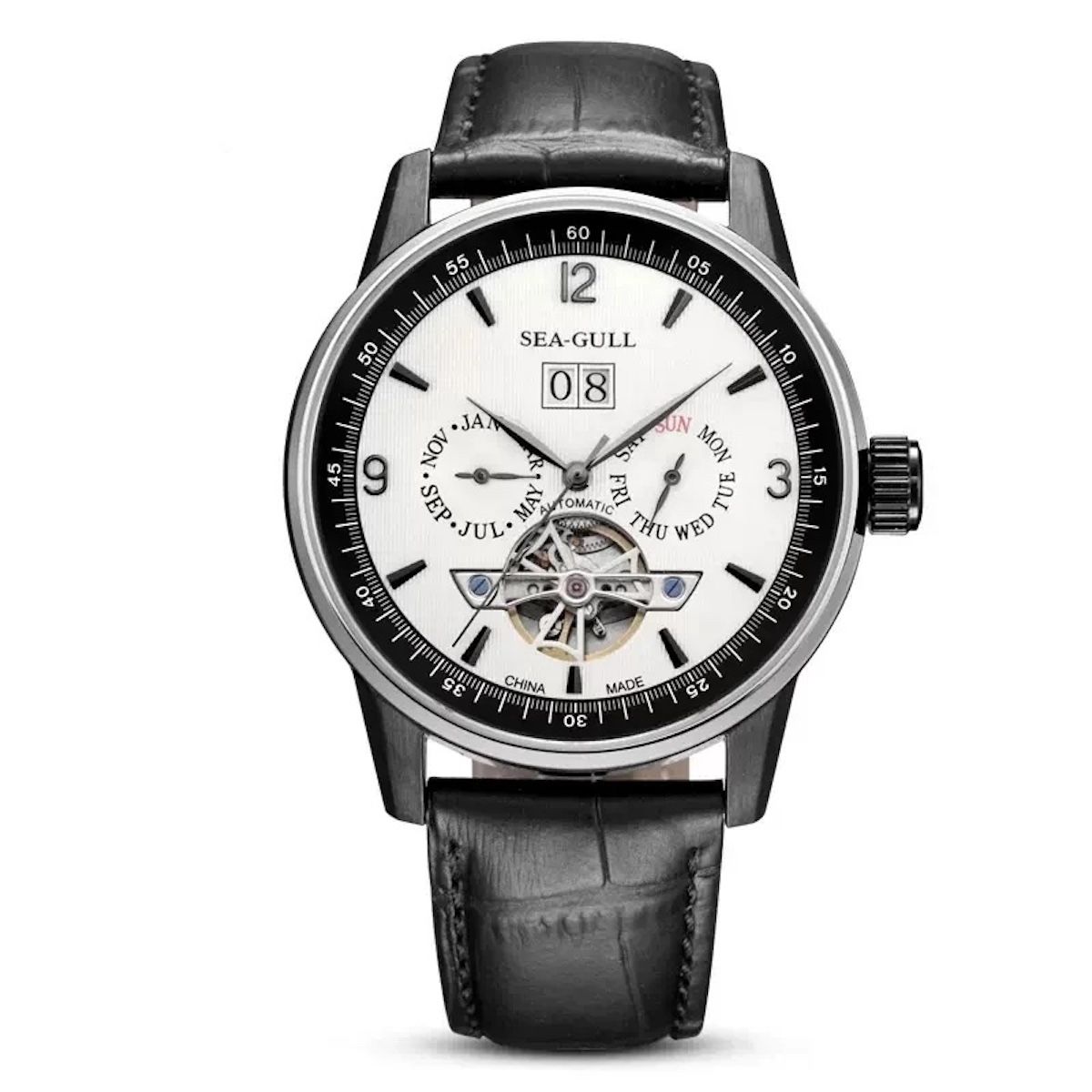 SEAGULL - Reloj Seagull Automatico Open Heart Calendario Completo 43mm