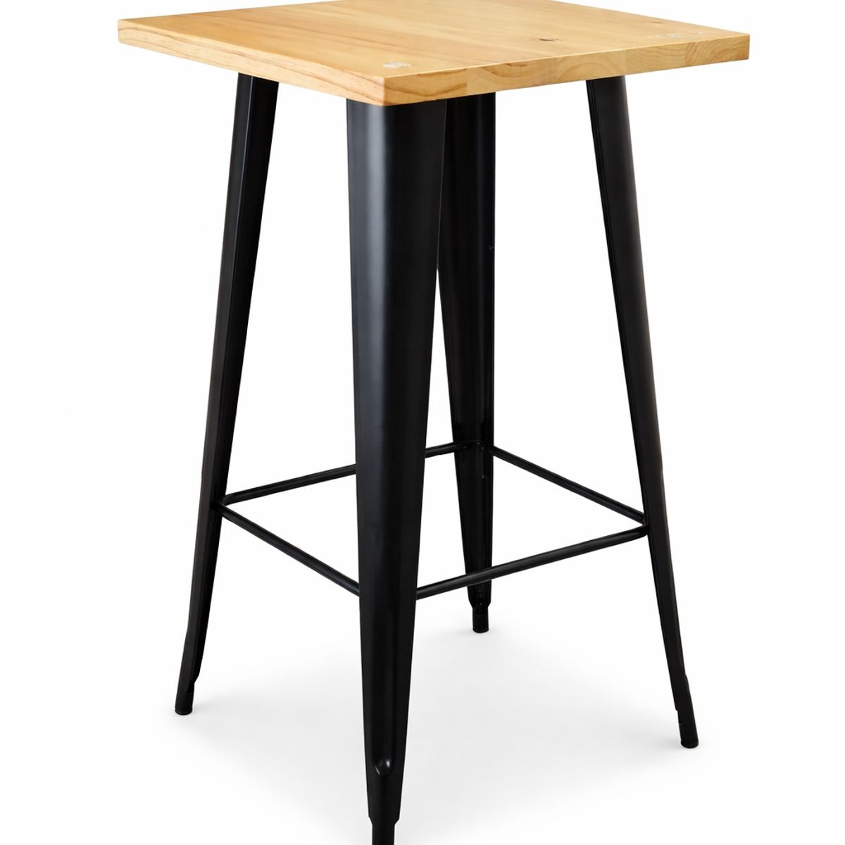 GENERICO - Mesa Alta Tipo Bar Industrial Madera y Metal 60x60 cm