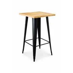 GENERICO - Mesa Alta Tipo Bar Industrial Madera y Metal 60x60 cm