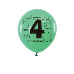 GENERICO - Globos de latex con numero 4 colores surtidos