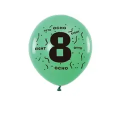 GENERICO - Globos de latex con numero 8 colores surtidos
