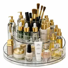 GENERICO - Organizador Giratorio 360 Grados 2 Niveles Acrilico Transparente