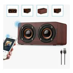 GIOIO - Bocina Bluetooth Big Sound Madera Marrón Con Radio y USB SD